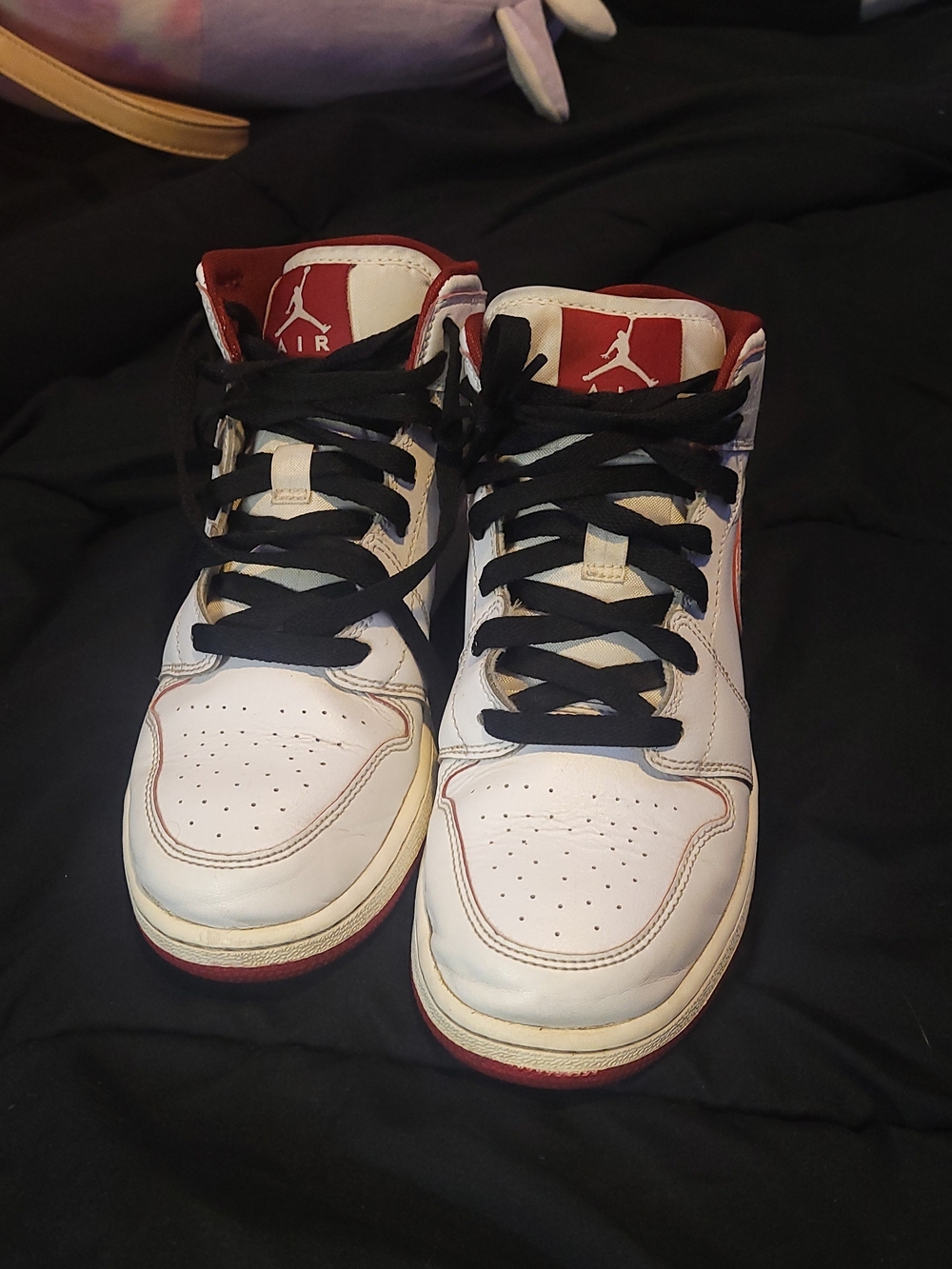 AIR JORDAN 1 RETRO MID SIZE White Gym Red 6 KID